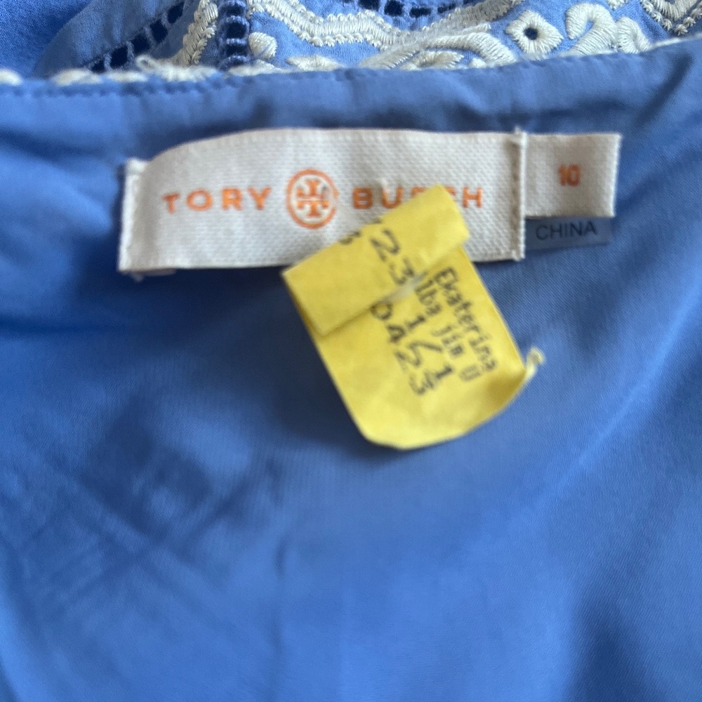 Tory Burch Blue 'Tiara' Embroidered Cotton A-Line Tank Sleeveless Casual Dress - Picture 15 of 15